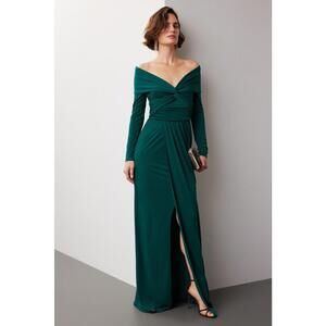Zac Posen Green Wrapped Around Gown Size 0 with Stains